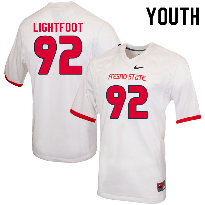 Youth #92 Gavriel Lightfoot Fresno State Bulldogs College Football Jerseys Sale-White